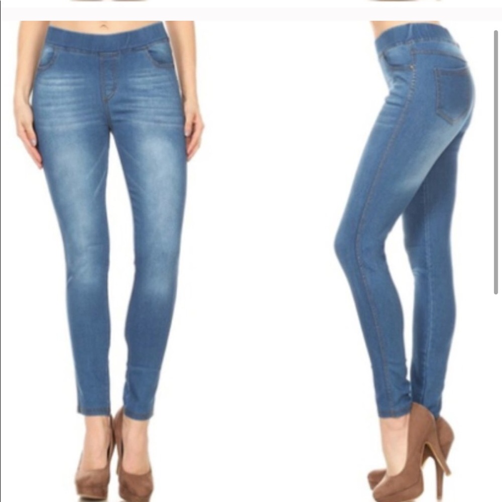 JVINI high-waist pull-on skinny denim jeggings